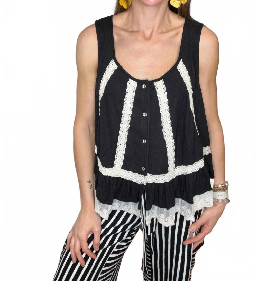 NEW POL quincie button down sleeveless top in black - Picture 1 of 8